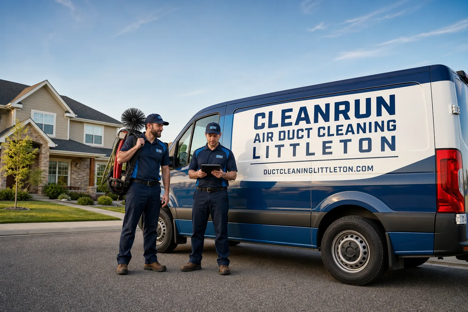 CleanRun Air Duct Cleaning Littleton air duct cleaning service vehicle and crew in Littleton, CO